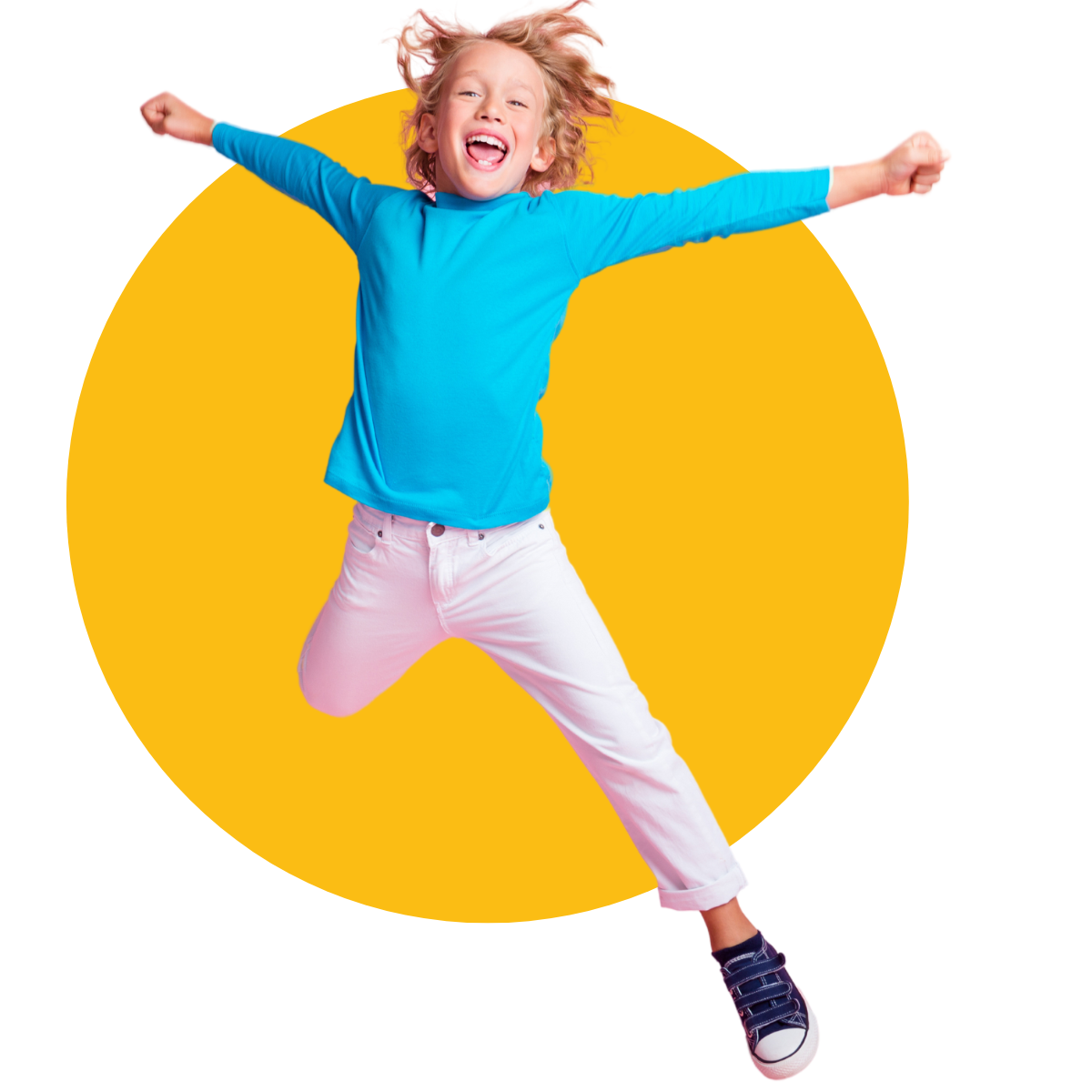 boy jumping yellow circle