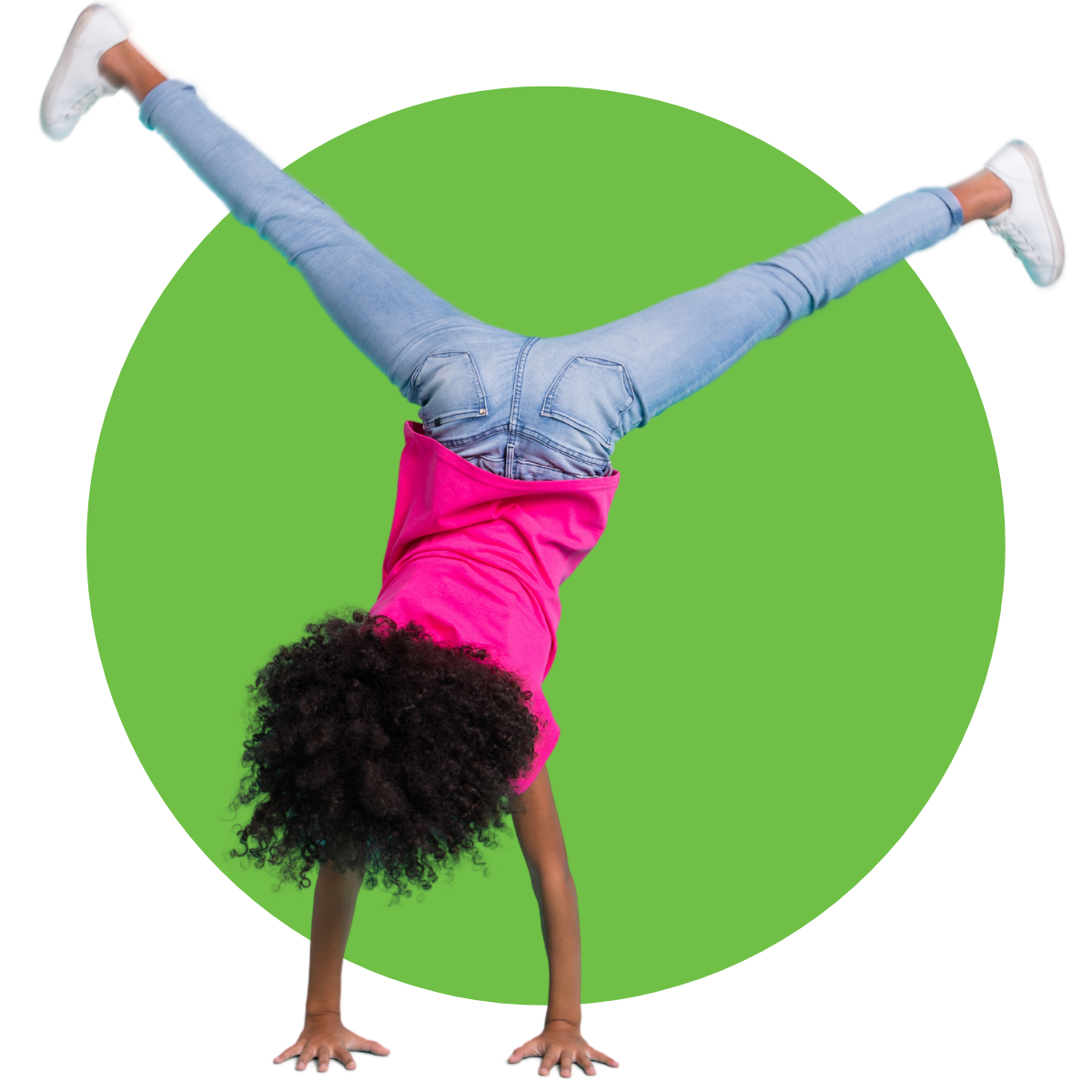 girl cartwheel green circle